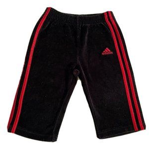 Adidas Kids Boy Pants Activewear  Black Striped Red Elastic Waist Size 12 Months